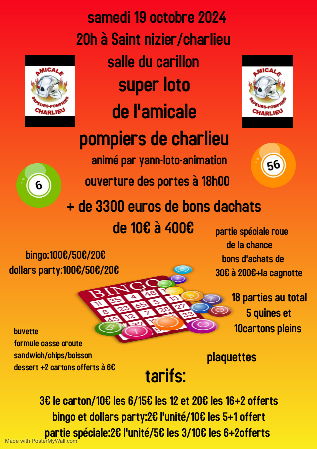 flyer loto pompier charlieu